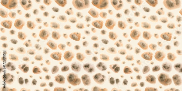 Fototapeta Abstract animal leopard fur print watercolor seamless pattern beige background. The color splashing on the paper. Hand drawn. Illustration Abstraction design, template. Wallpaper, fabric poster