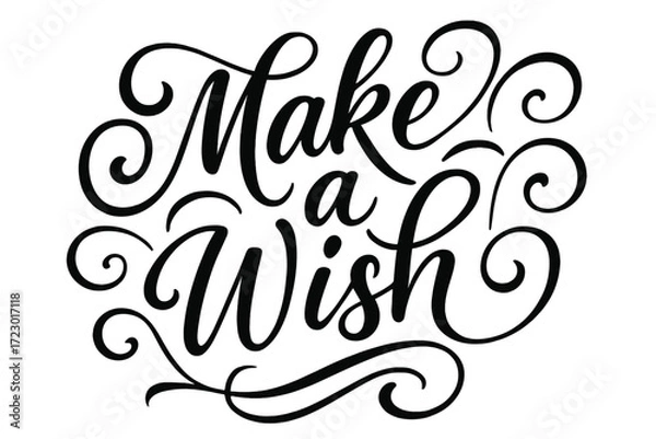 Obraz Elegant Calligraphy Art. Make a Wish. Elegant modern calligraphy lettering with bold and saturated thick