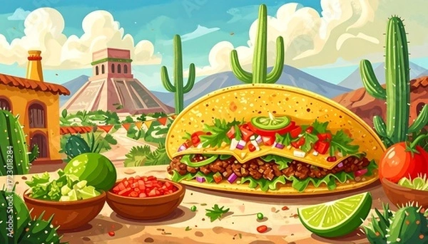 Obraz Taco in a desert setting