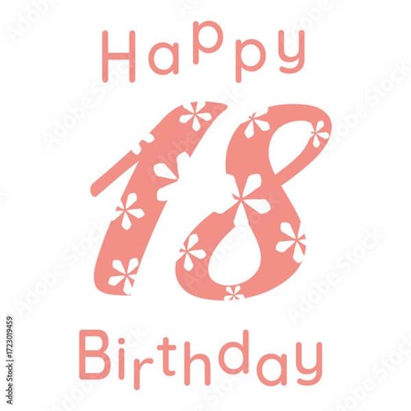 Fototapeta 18 happy birthday delicate ash pink design with daisy print on transparent background