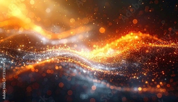 Fototapeta Abstract swirling particles in warm, fiery colors