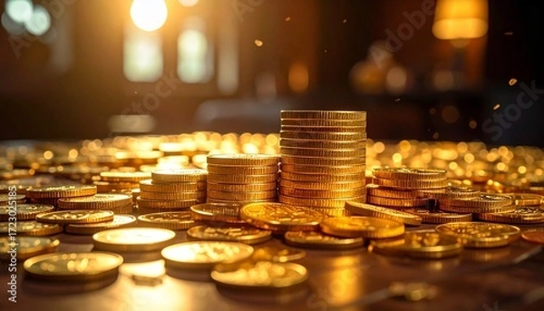 Obraz 大量のコイン,金貨