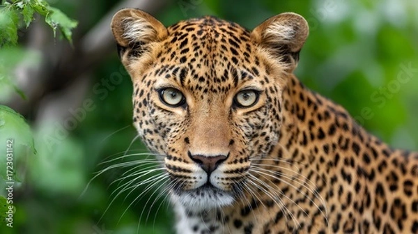 Fototapeta Leopard looking directly at camera in nature
