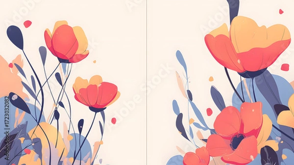 Fototapeta flat vector abstract background plant