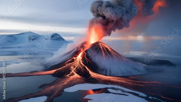 Obraz burning fire in the mountains