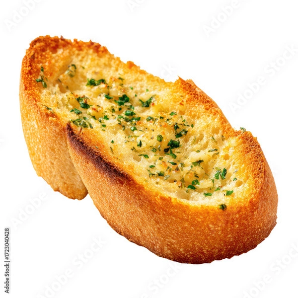 Fototapeta Close-up of a toasted garlic bread slice