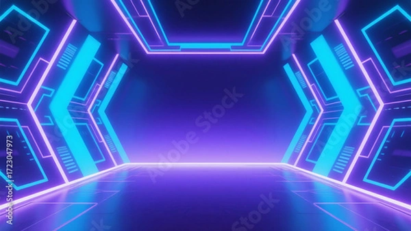 Fototapeta abstract blue background with glowing lines