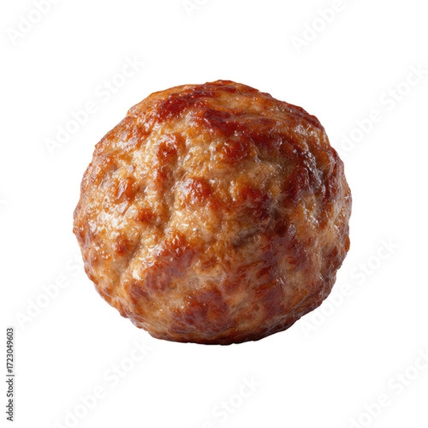 Fototapeta Close-up of a single, round, browned meatball