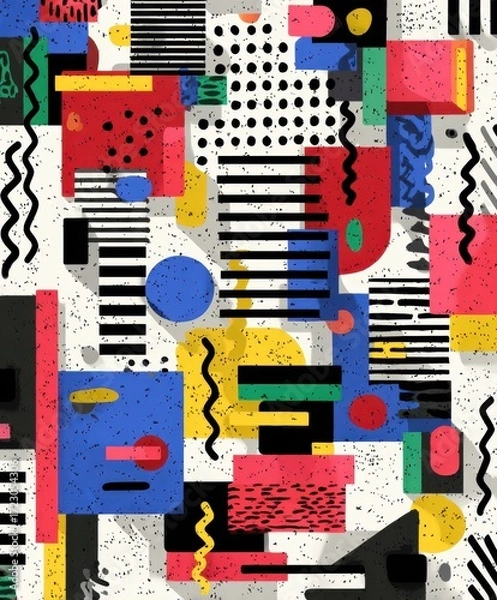 Fototapeta Geometric Harmony: a vibrant and dynamic composition showcasing the beauty of abstract shapes and colors, creating a visually captivating experience. 