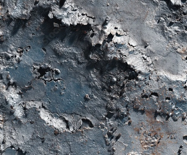 Fototapeta Textured Metal Surface: A close-up captures the rugged beauty of a metallic surface with a stunning interplay of textures, displaying rough, weathered, and distressed features. 