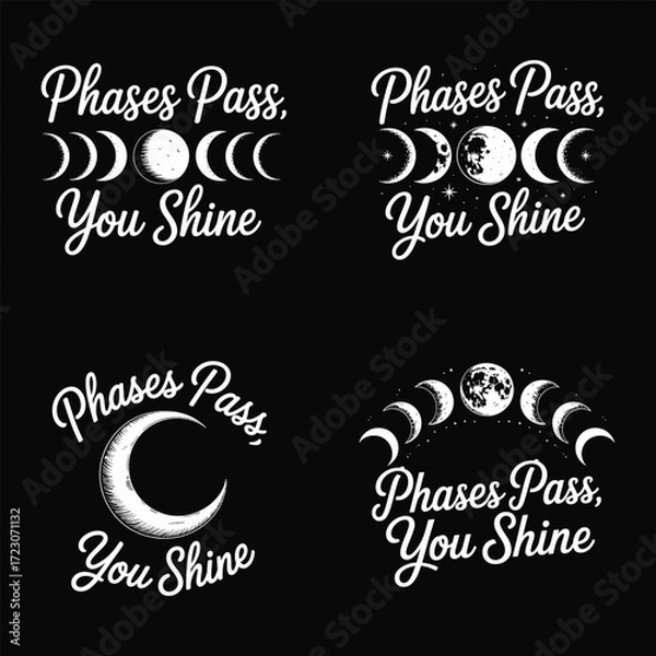 Fototapeta Moon phases text design crescent moon full moon
