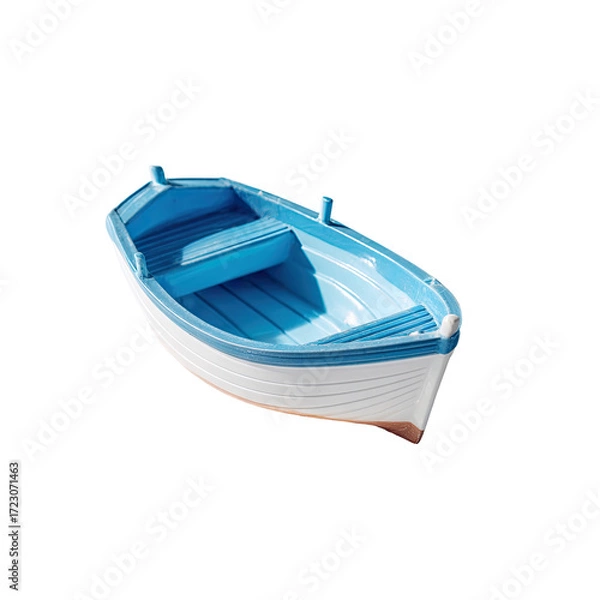 Obraz Light blue and white rowboat,  isolated