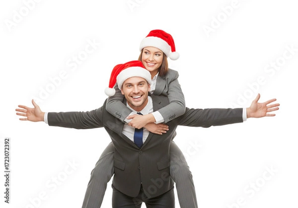Fototapeta business couple feel happy 
