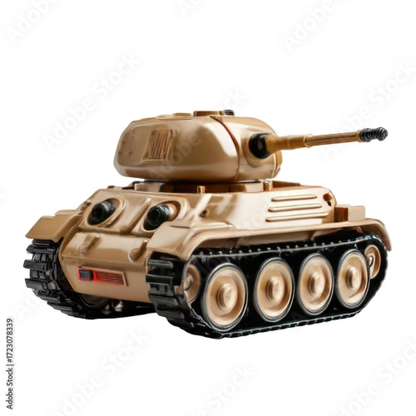 Obraz Beige toy tank, side view, isolated