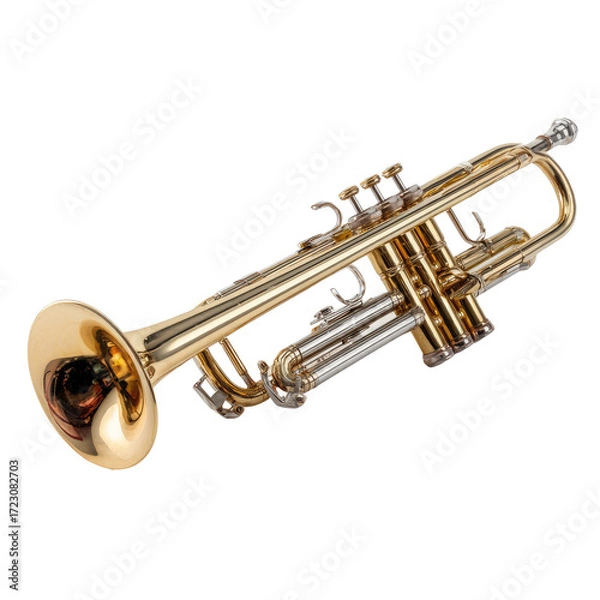 Obraz Polished gold trumpet, angled view (1)