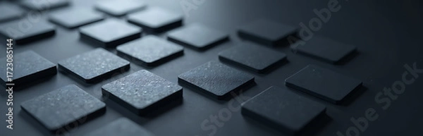 Fototapeta abstract squares pattern dark grey background lit soft diffused light top left creating subtle offset