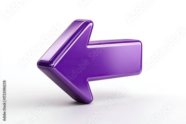 Fototapeta Purple left-pointing arrow, glossy 3D