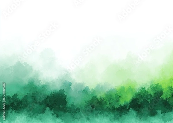 Obraz Abstract landscape, soft green and white, misty forest