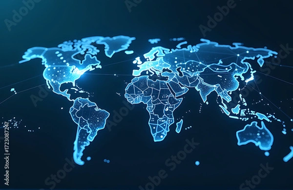 Fototapeta futuristic global network high definition illuminated soft blue light showcasing complex web interconnected