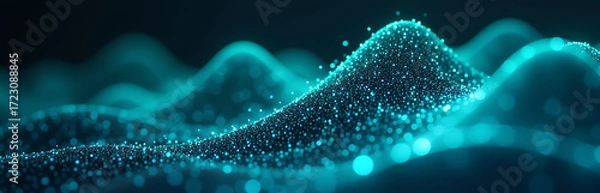 Fototapeta blurred dynamic swirling digital wave pattern darkened screen illuminated soft ambient light