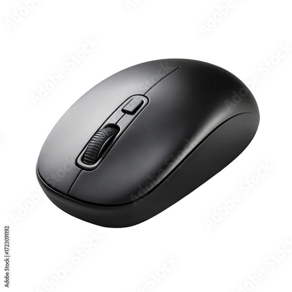 Obraz Dark gray wireless computer mouse, top-down view
