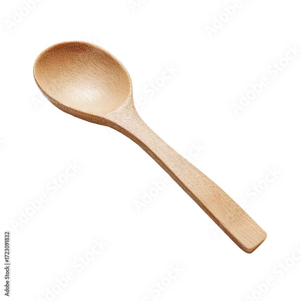 Obraz Light-colored wooden spoon, round bowl, long handle