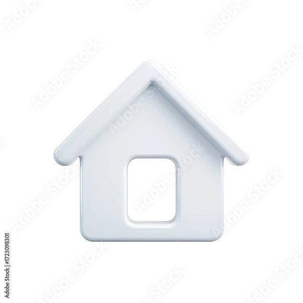 Obraz Simple, light gray 3D house icon