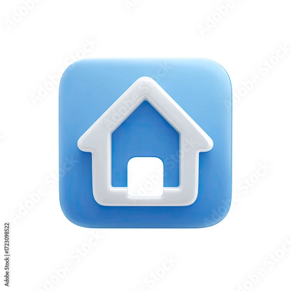 Obraz A light-blue square button with a white house icon (1)