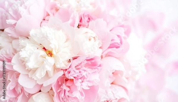 Fototapeta Close-up bouquet of pink and white peonies