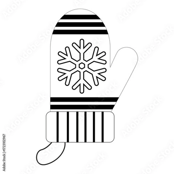 Fototapeta A charming  winter mitten, each uniquely designed with snowflakes, stripes, and dots, and presented. The mittens evoke a sense of warmth, festivity, winter wonderland scenes
