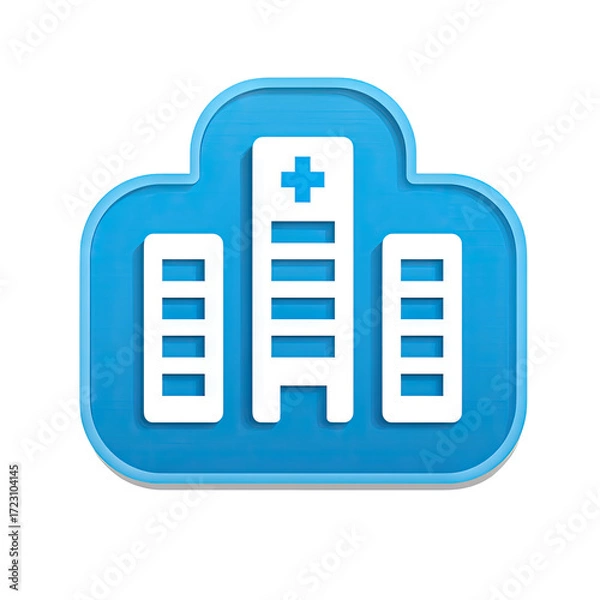 Obraz Light blue cloud graphic with a white hospital building