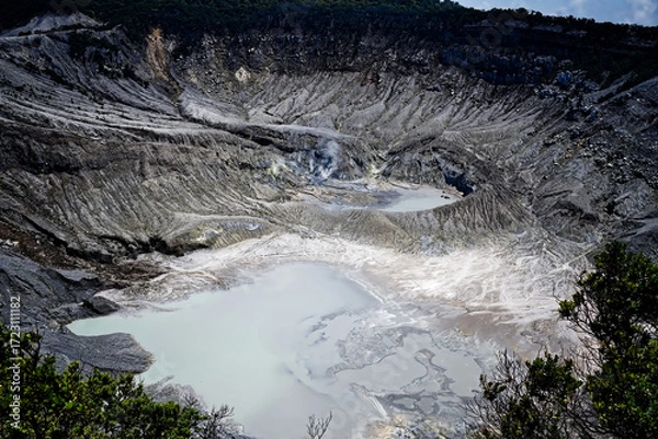 Fototapeta Mineral immensity of the smoking crater of Tangkuban Parahu