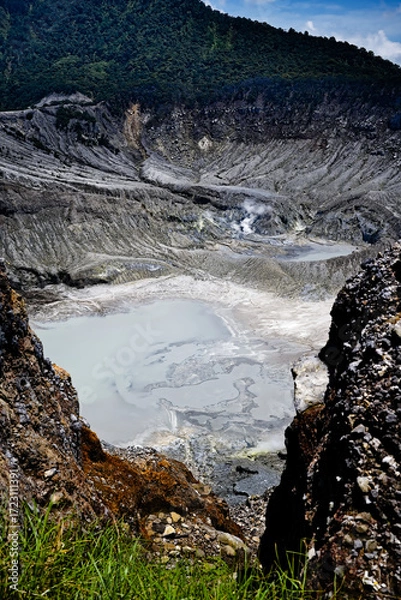 Fototapeta Mineral immensity of the smoking crater of Tangkuban Parahu