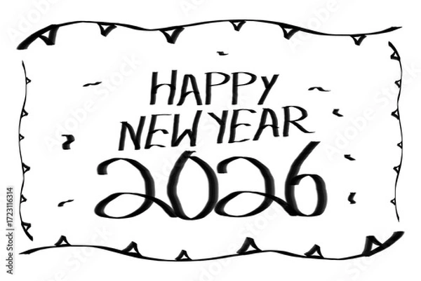 Fototapeta Happy New Year 2026 Handmade Text Transparent PNG