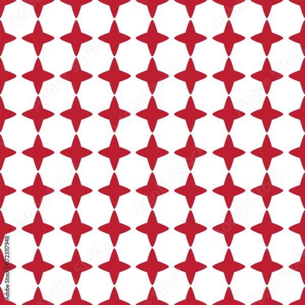 Fototapeta Seamless pattern composed of repeating red starburst or asterisk shapes on a white background. 