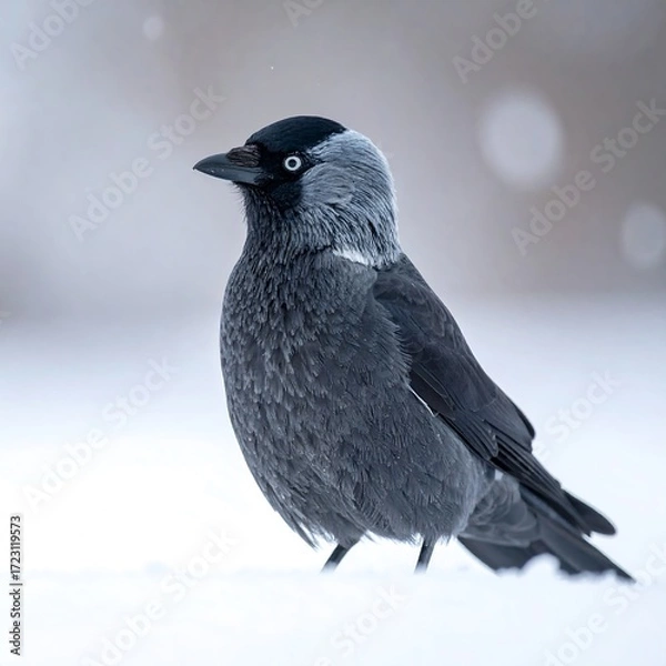 Obraz Close-up of a grey bird in snow