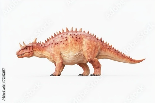 Fototapeta Realistic depiction of a kentrosaurus dinosaur walking - paleontology and nature art