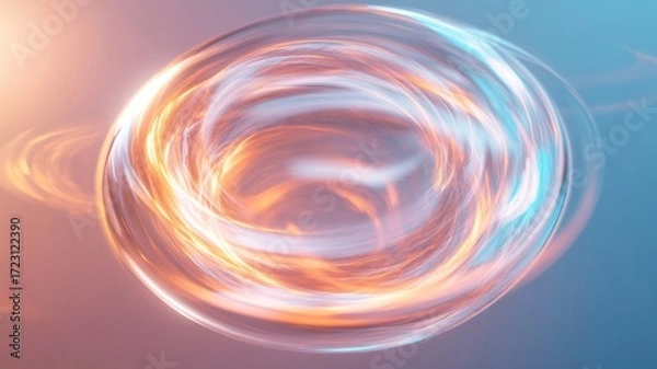 Fototapeta Glowing neon ball with dynamic swirling magic circles for creative design