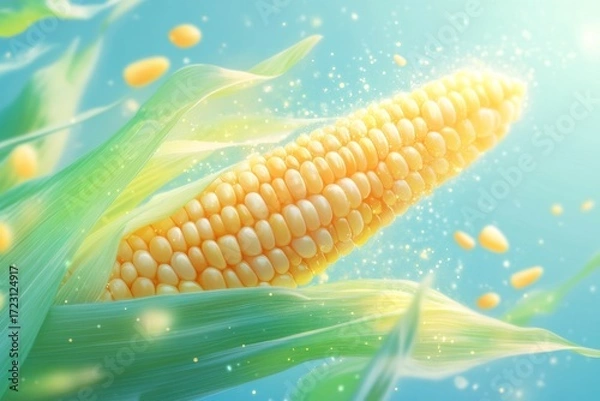Fototapeta Vibrant angular portrait of sweet corn with ethereal design elements