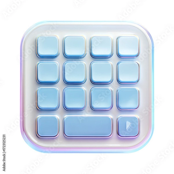 Obraz Square, light-blue keypad icon with a glossy, 3D effect