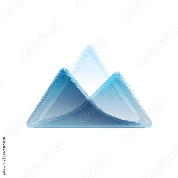 Fototapeta Abstract stylized mountain silhouette, light blue,  glossy effect
