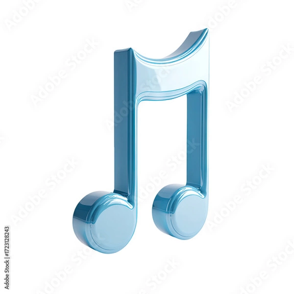 Obraz Light blue, glossy half note musical symbol, 3D rendering