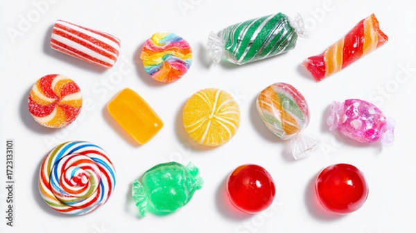 Fototapeta Various of candy seperate on white background