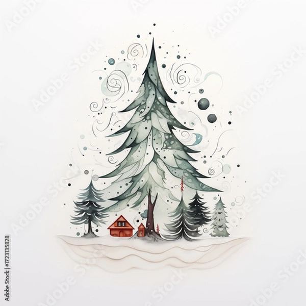 Obraz christmas tree with snow