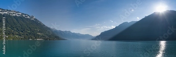 Obraz large panorama in Switzerland on Lake Brienz