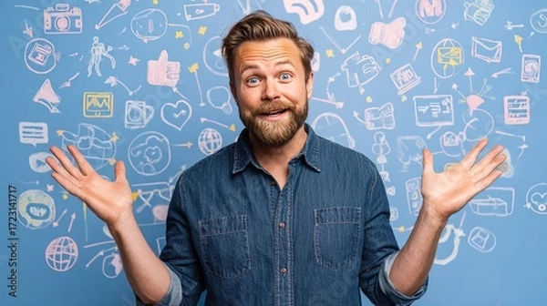 Fototapeta Engaging social media business strategies digital marketing insights professional environment positive vibes creative approach to connect with audiences