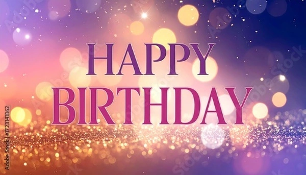 Fototapeta Festive birthday greeting with bokeh