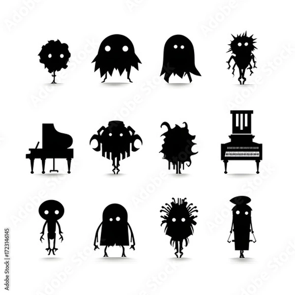 Fototapeta Funny & Creepy Germ Emoji Set | Microscopic Monsters in Emoji Form | Germs, Viruses & Bacteria Emoji Pack | Gross Yet Cute Emoji Creatures | Emoji for Health and Illness Topics | Digital Germs for Edu