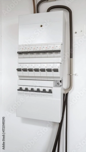 Fototapeta Electrical panel mounted on a wall