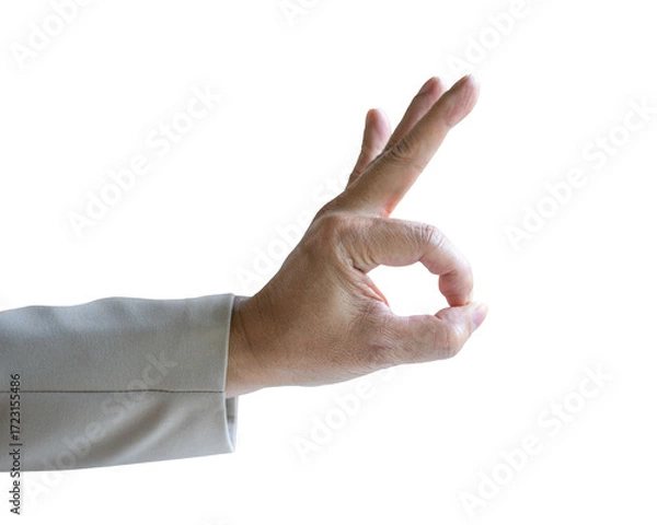 Fototapeta Businessman with ok sign, isolated on transparent background.